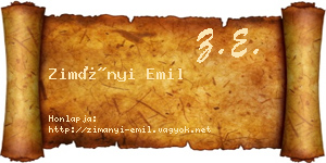 Zimányi Emil névjegykártya